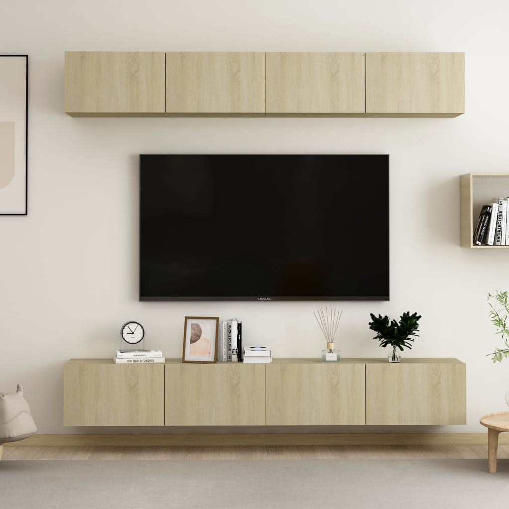 vidaXL TV-skåp 4 delar sonoma-ek 100x30x30 cm konstruerat trä