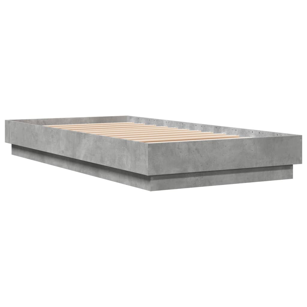 vidaXL Sängram betonggrå 75x190 cm konstruerad trä