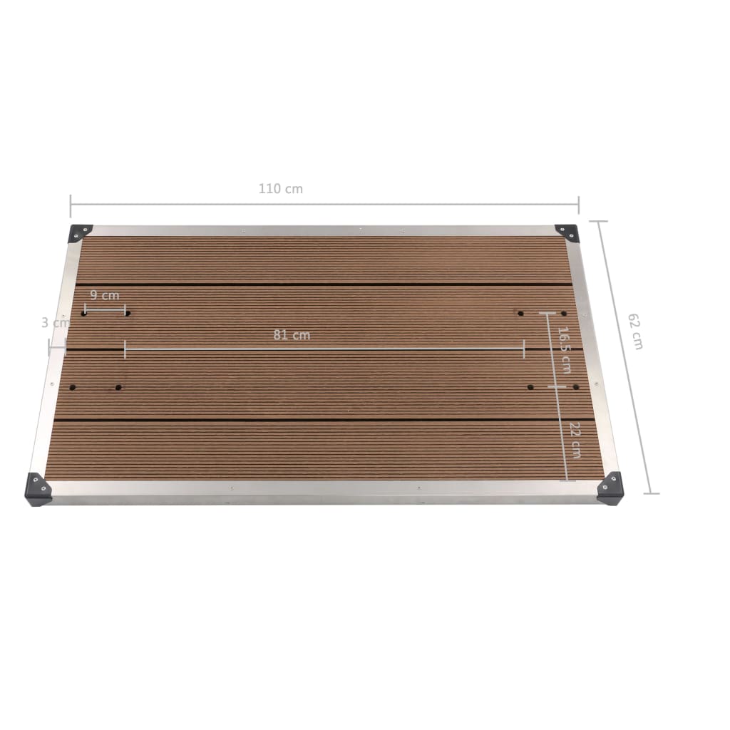 vidaXL Trädgårdsdusch med brunt golv 225 cm rostfritt stål