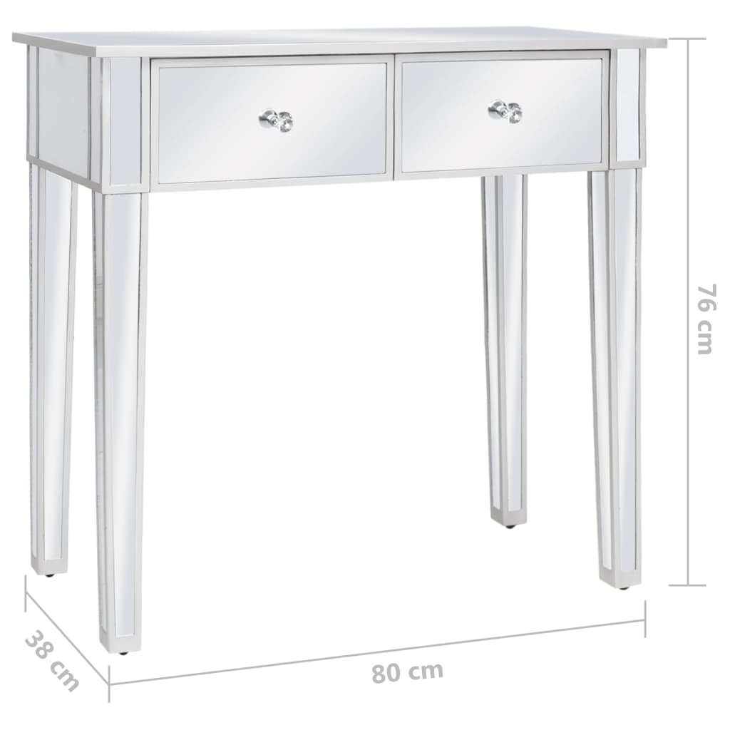 vidaXL Sminkbord med pall spegellådor MDF och glas