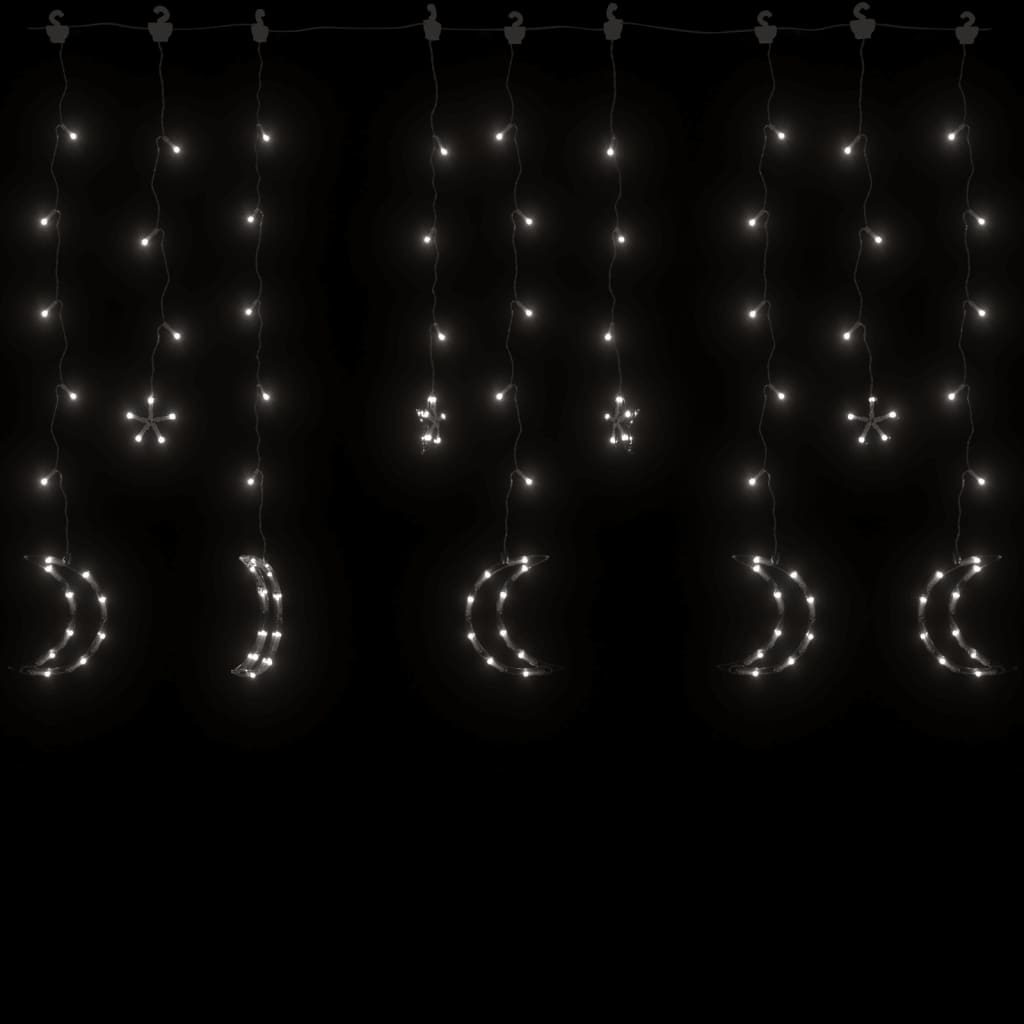vidaXL Ljusgardin stjärnor och månar fjärrkontroll 138 LED kallvit