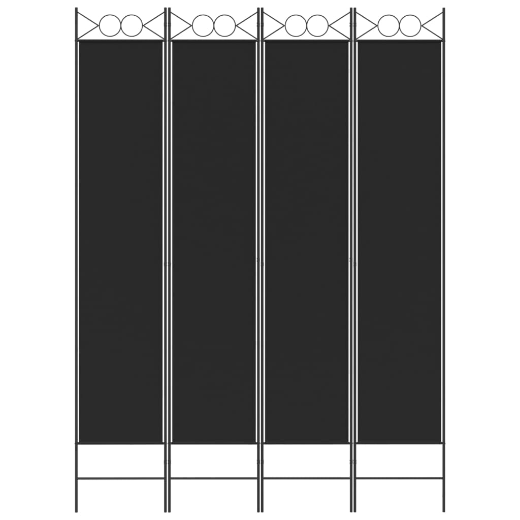 vidaXL Rumsavdelare 4 paneler svart 120x220 cm tyg