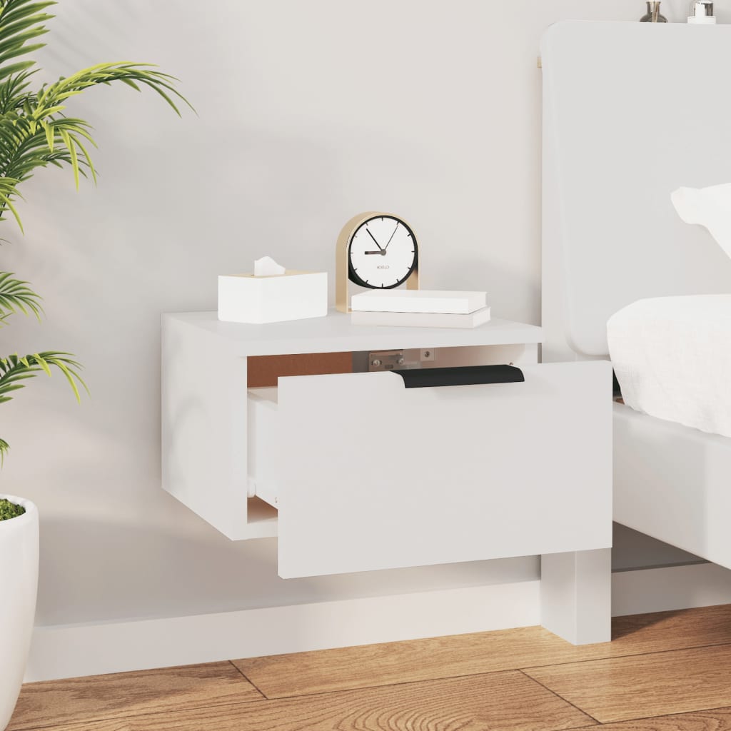 vidaXL Väggmonterat sängbord vit 34x30x20 cm