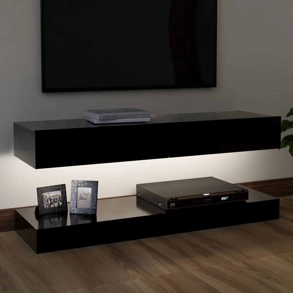 vidaXL TV-bänk med LED-belysning svart 120x35 cm