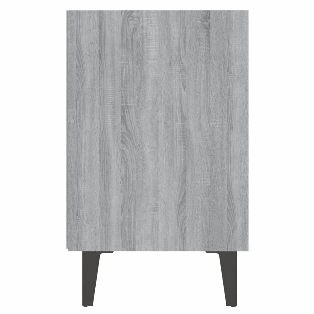 vidaXL Sängbord med metallben 2 st grå sonoma 40x30x50 cm