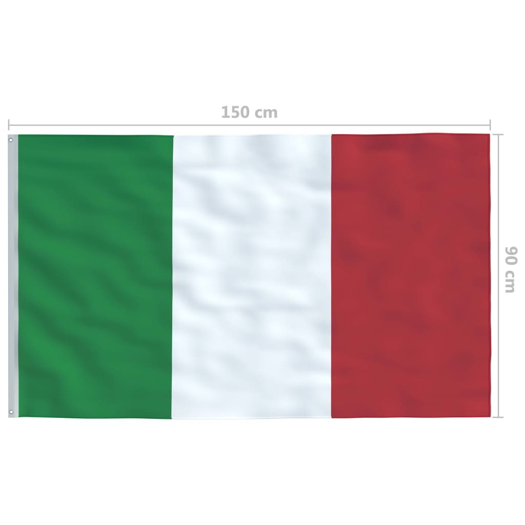 vidaXL Italiens flagga och flaggstång i aluminium 6,2 m
