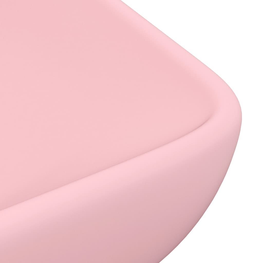 vidaXL Lyxigt rektangulärt handfat matt rosa 71x38 cm keramik