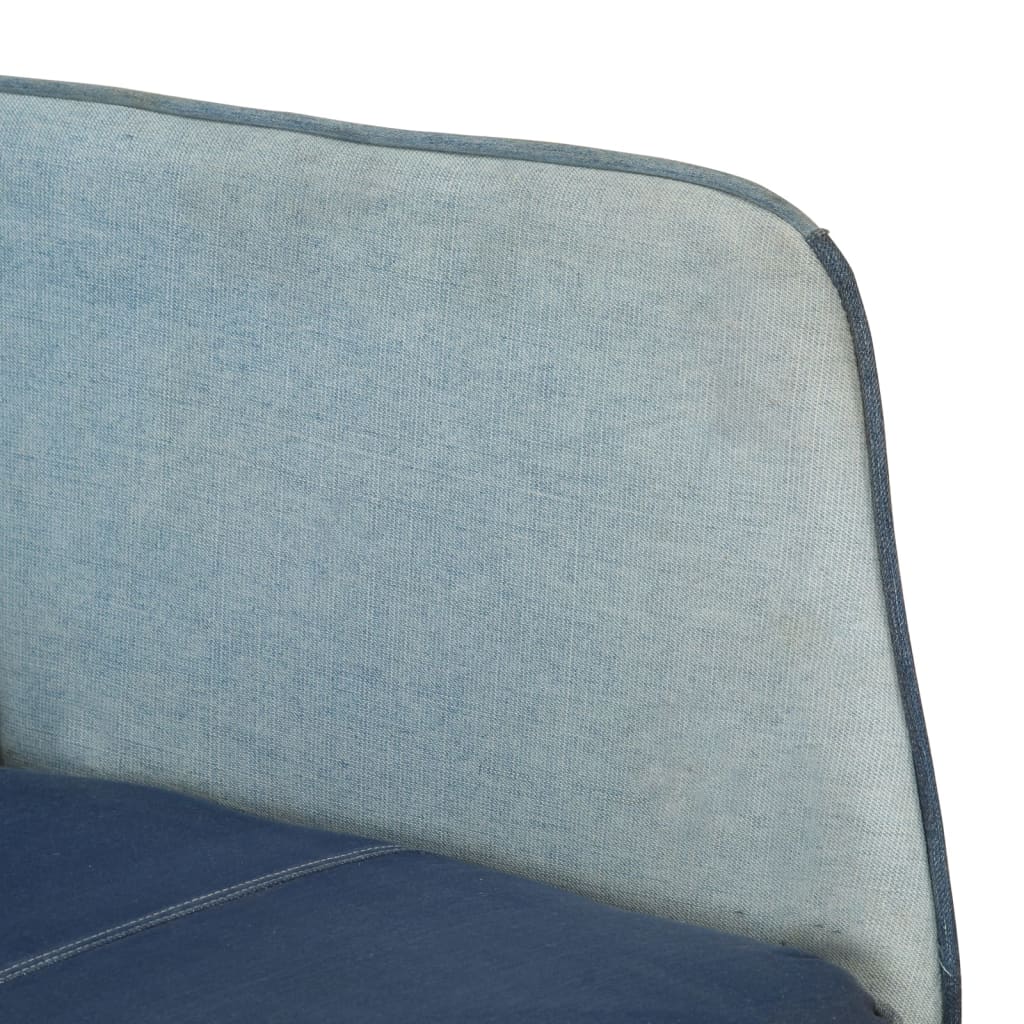 vidaXL Gungstol med fotpall blå denim lappmönster kanvas