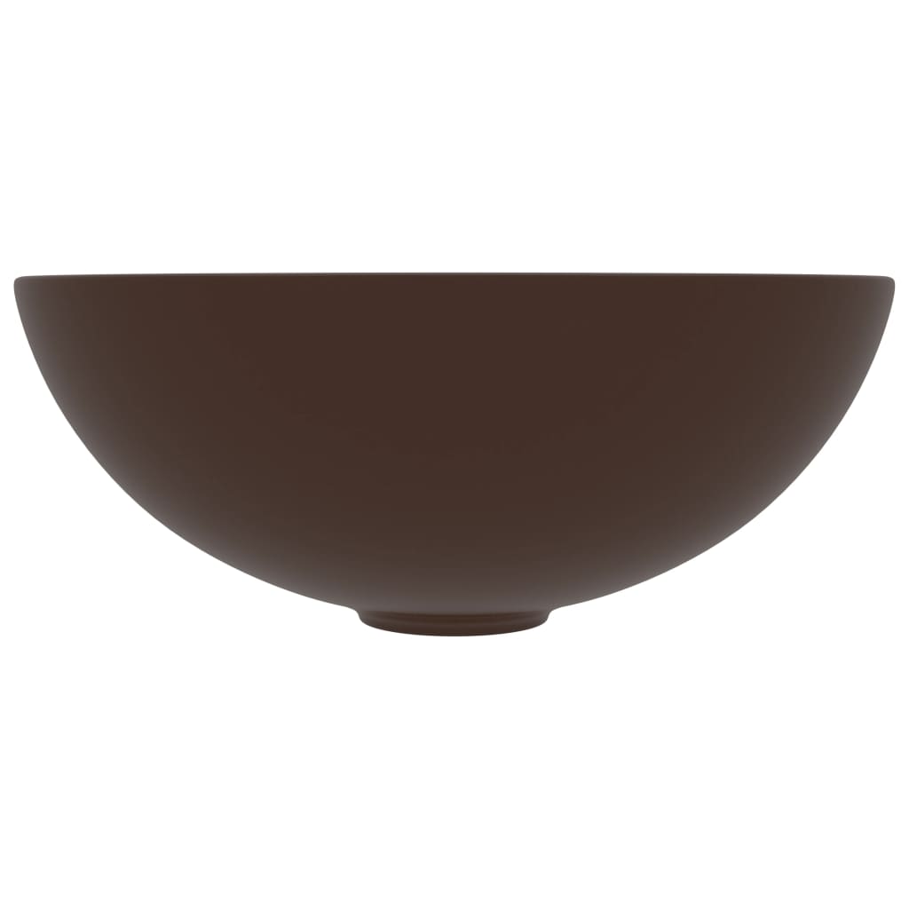 vidaXL Handfat keramik mörkbrun rund