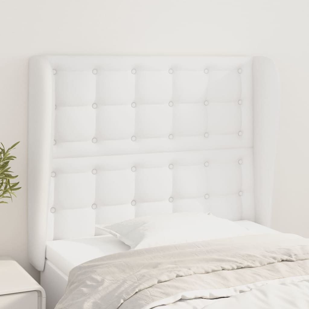 vidaXL Sänggavel med kanter vit 103x23x118/128 cm konstläder