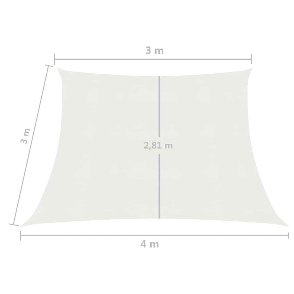 vidaXL Solsegel 160 g/m² vit 3/4x3 m HDPE