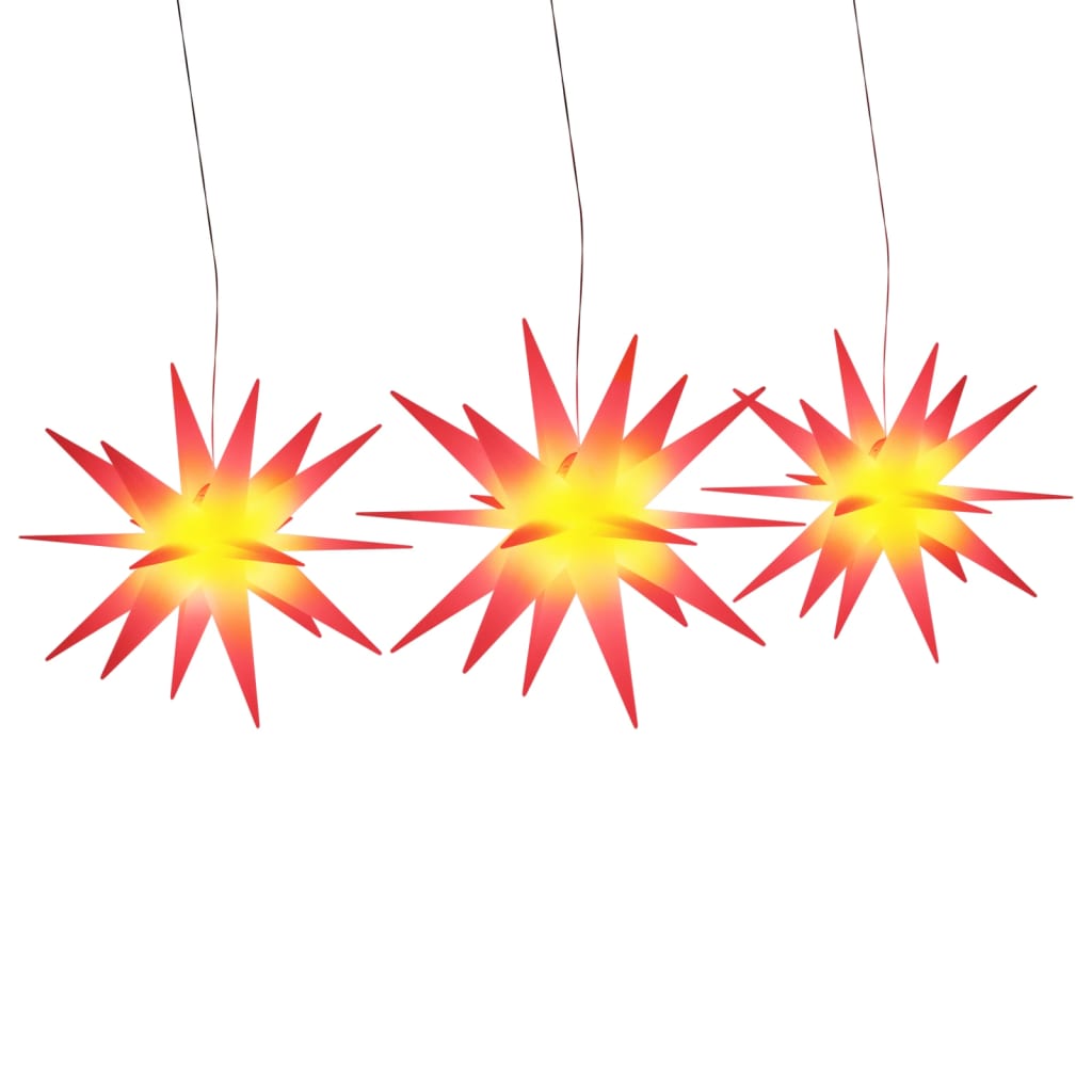 vidaXL Stjärnor med LED-belysning 3 st vikbar röd