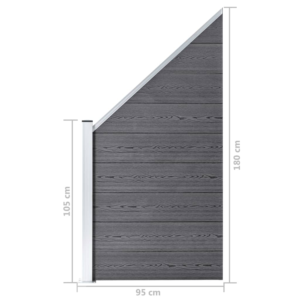 vidaXL WPC-staketpanel 8 fyrkantig + 1 vinklad 1484x186 cm grå
