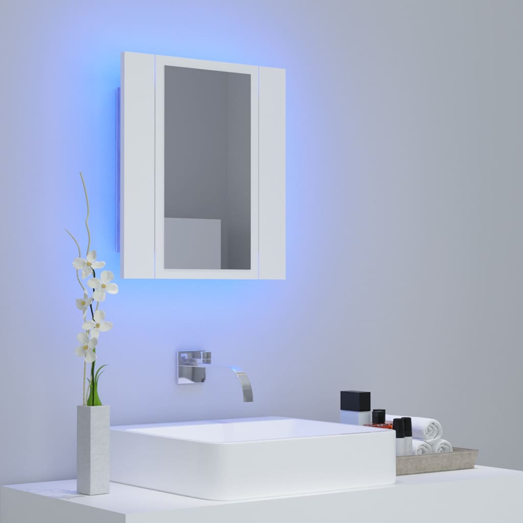 vidaXL Spegelskåp med LED vit 40x12x45 cm akryl