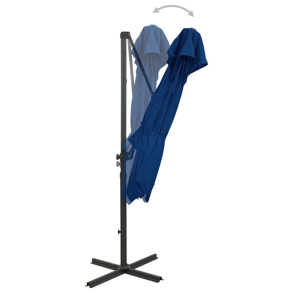 vidaXL Frihängande parasoll med ventilation 250x250 cm azurblå