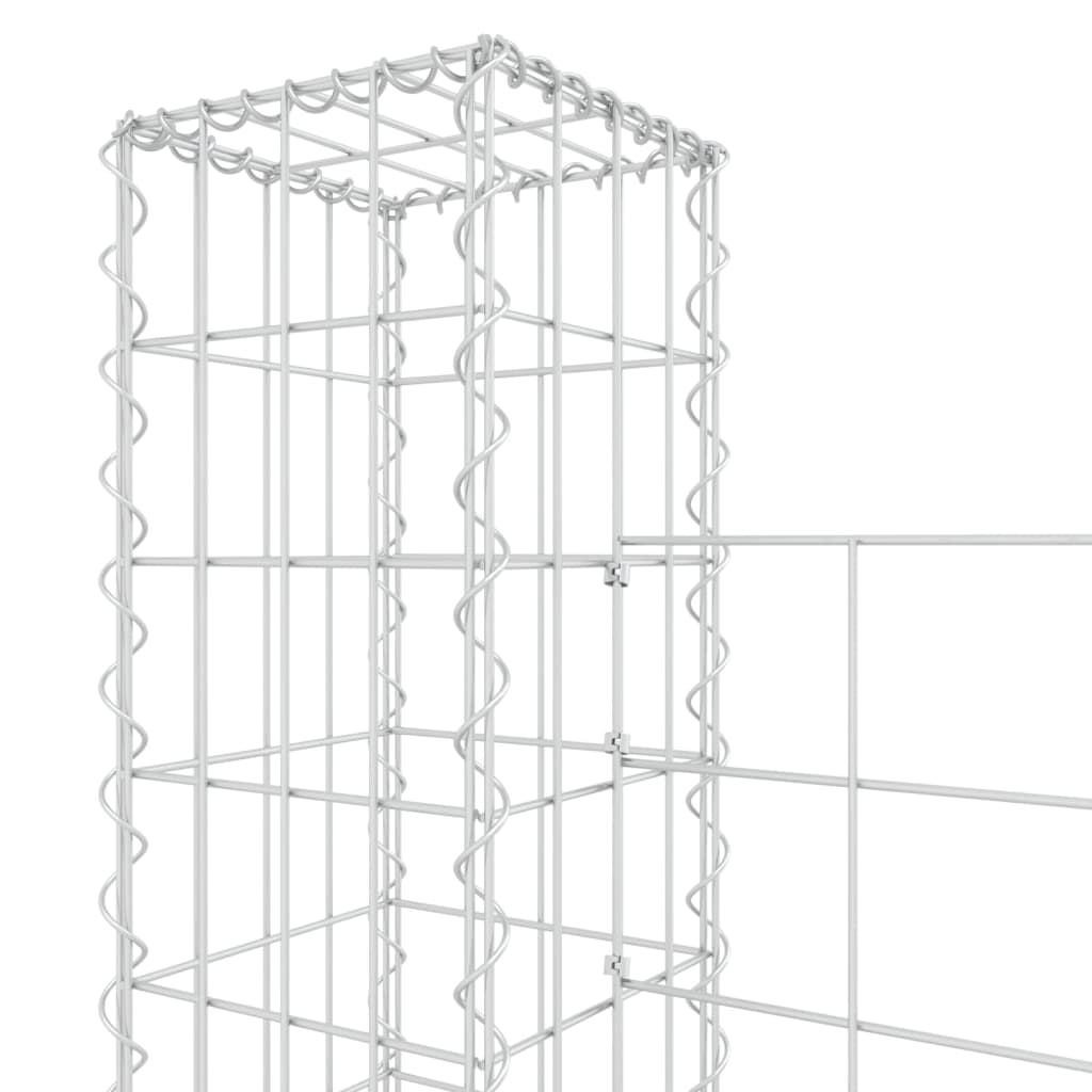 vidaXL U-formad gabionkorg med 4 stolpar järn 380x20x150 cm