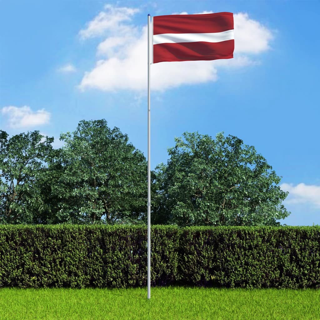 vidaXL Lettlands flagga och flaggstång i aluminium 6 m