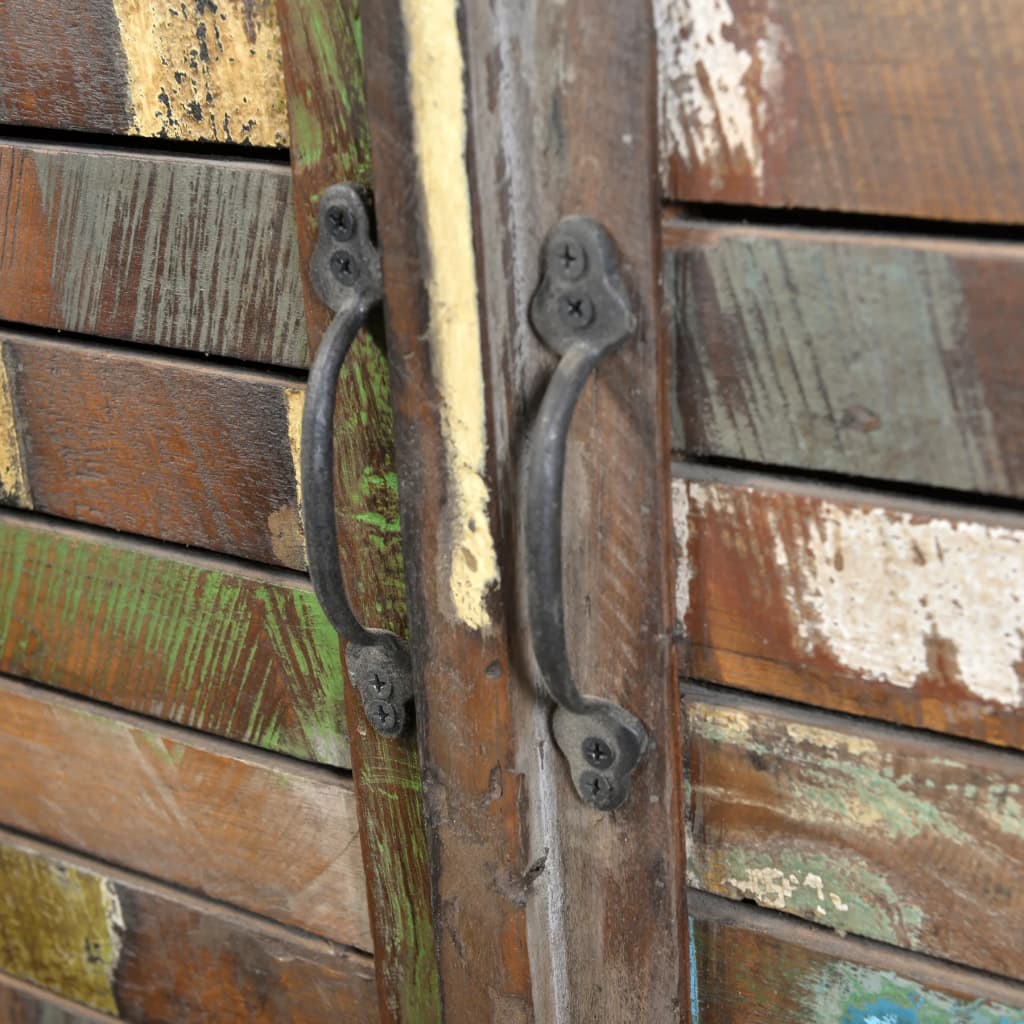 vidaXL Bokhylla återvunnet trä flerfärgat med 3 hyllor & 2 dörrar