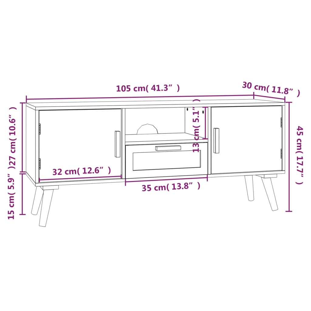 vidaXL Tv-bänk med dörrar 105x30x45 cm konstruerat trä