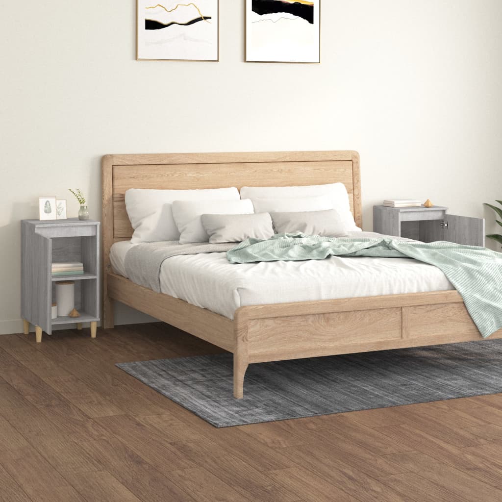 vidaXL Sängbord 2 st grå sonoma 40x35x70 cm konstruerat trä