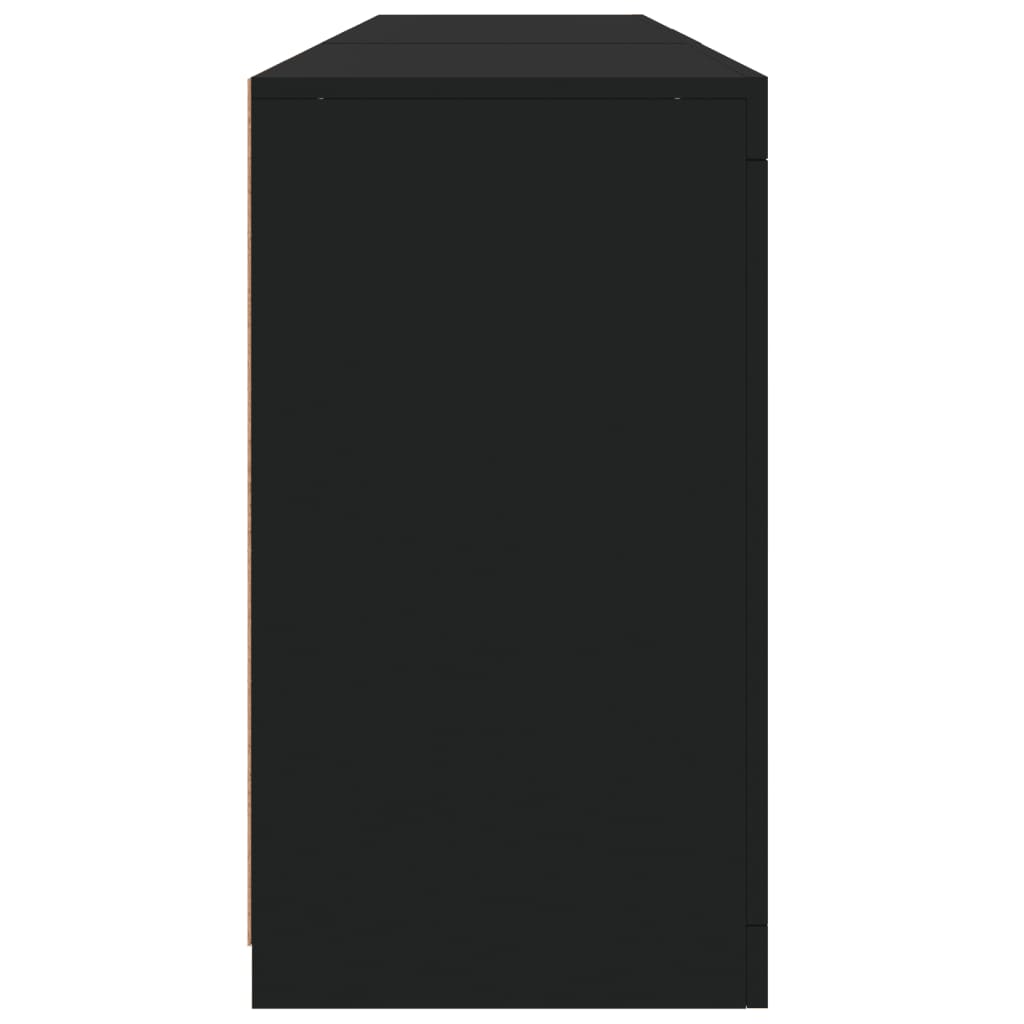 vidaXL Skänk med LED-belysning svart 181,5x37x67 cm