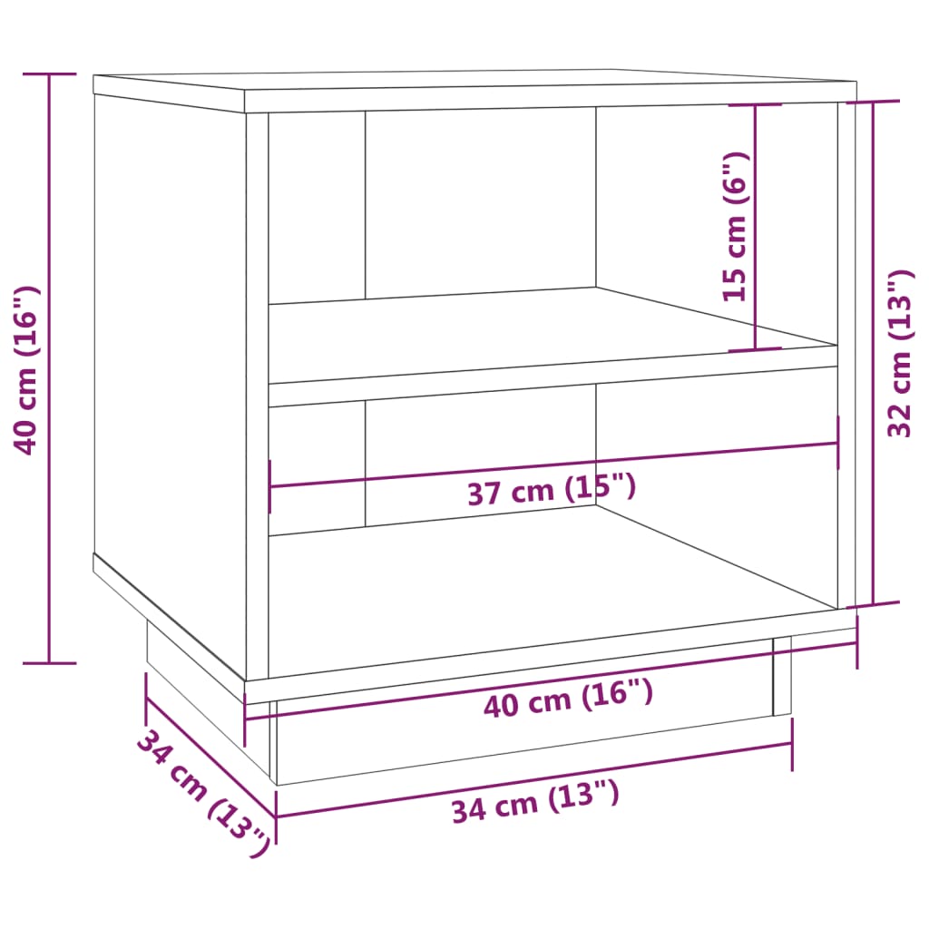 vidaXL Sängbord 2 st grå 40x34x40 cm massiv furu