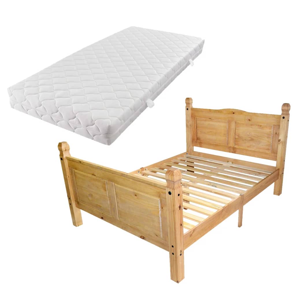 vidaXL Säng med madrass mexikansk stil furu 160x200 cm