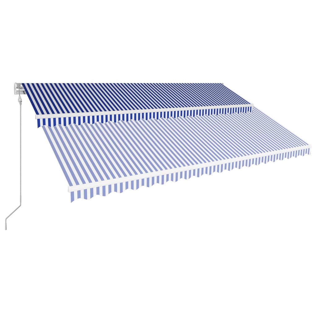 vidaXL Markis automatiskt infällbar 500x300 cm blå och vit