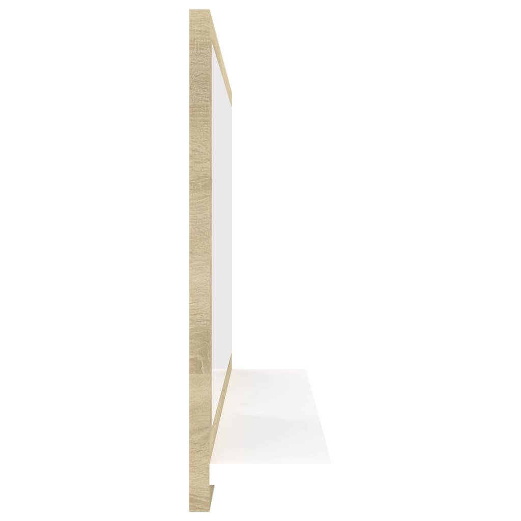 vidaXL Badrumsspegel vit och sonoma-ek 60x10,5x37 cm konstruerat trä