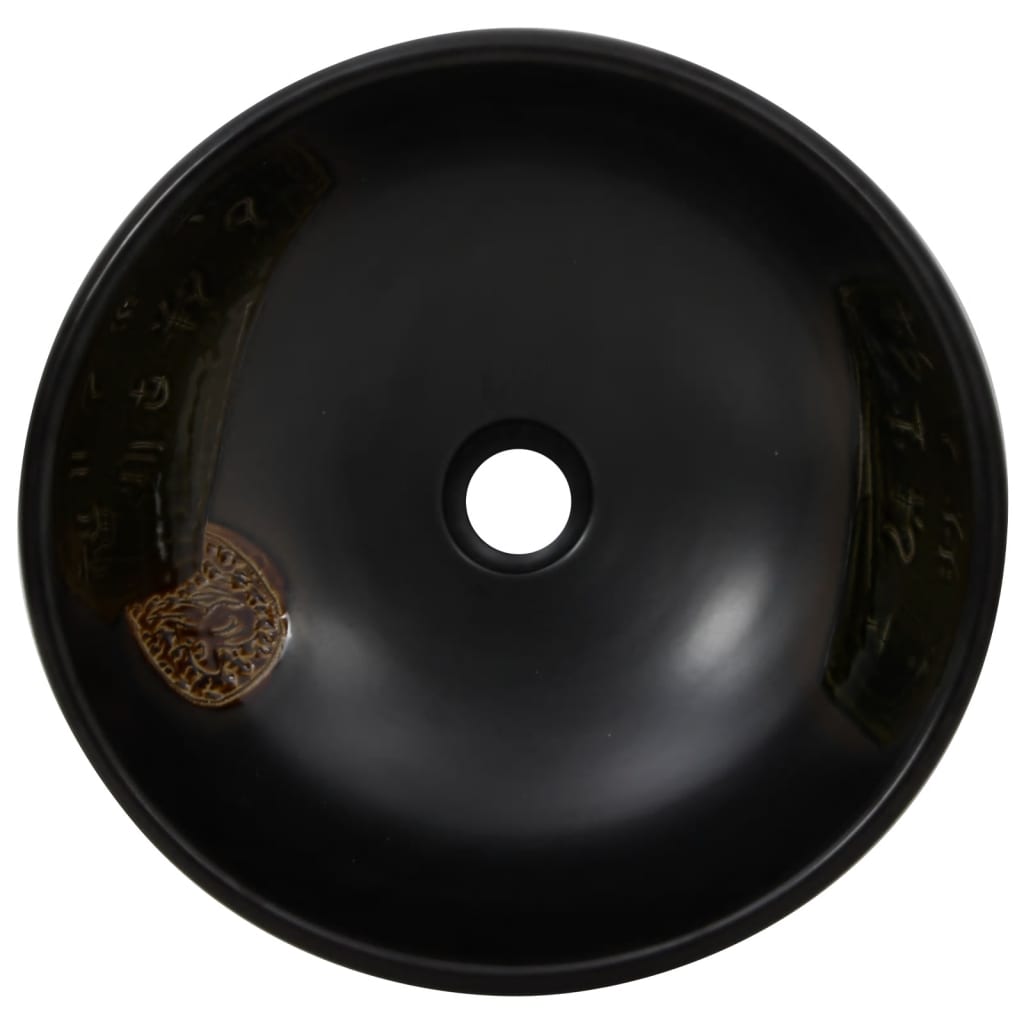 vidaXL Handfat svart rund Φ41x14 cm keramik