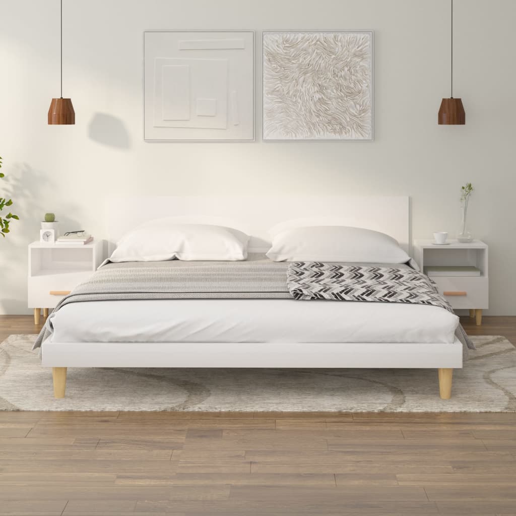vidaXL Sängbord 2 st vit högglans 40x35x47 cm
