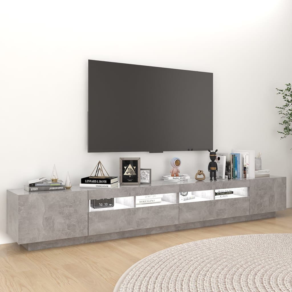 vidaXL TV-bänk med LED-belysning betonggrå 260x35x40 cm