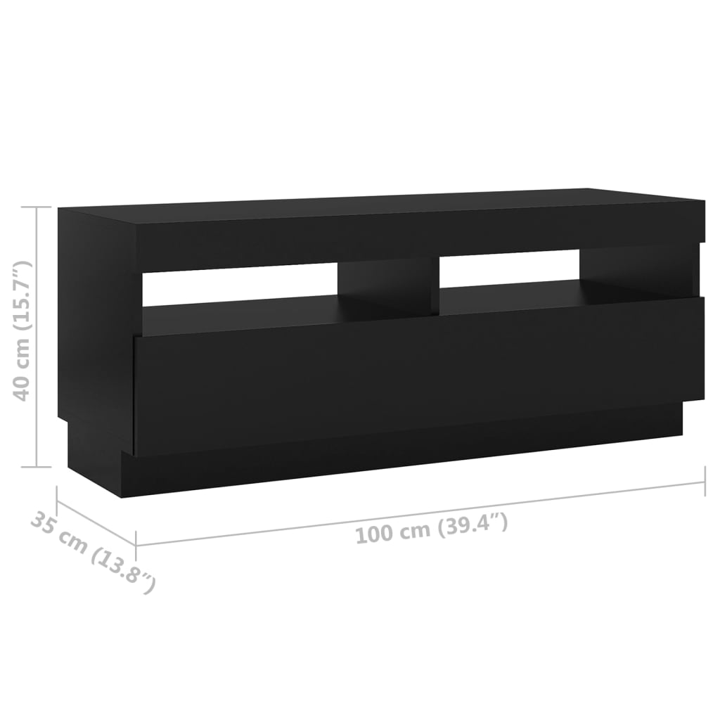 vidaXL TV-bänk med LED-belysning svart 100x35x40 cm