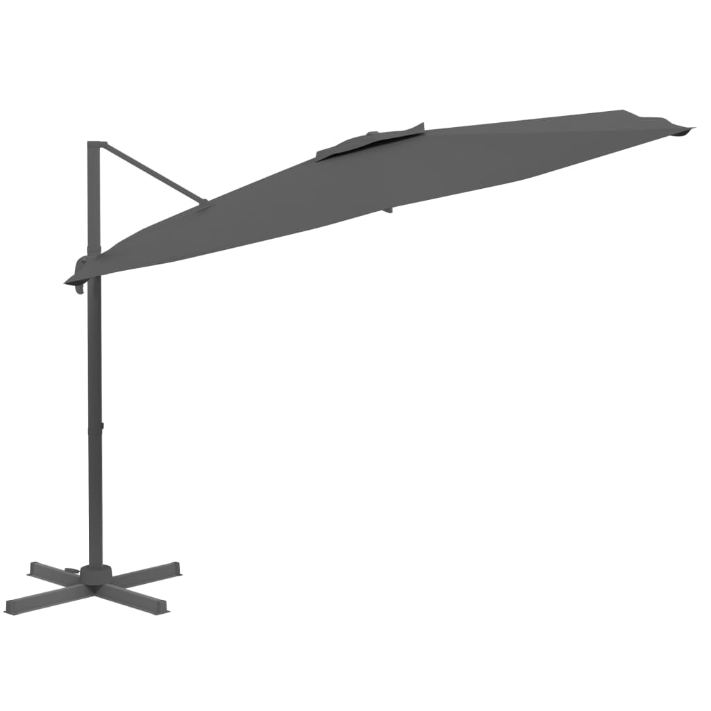 vidaXL Frihängande parasoll LED antracit 400x300 cm