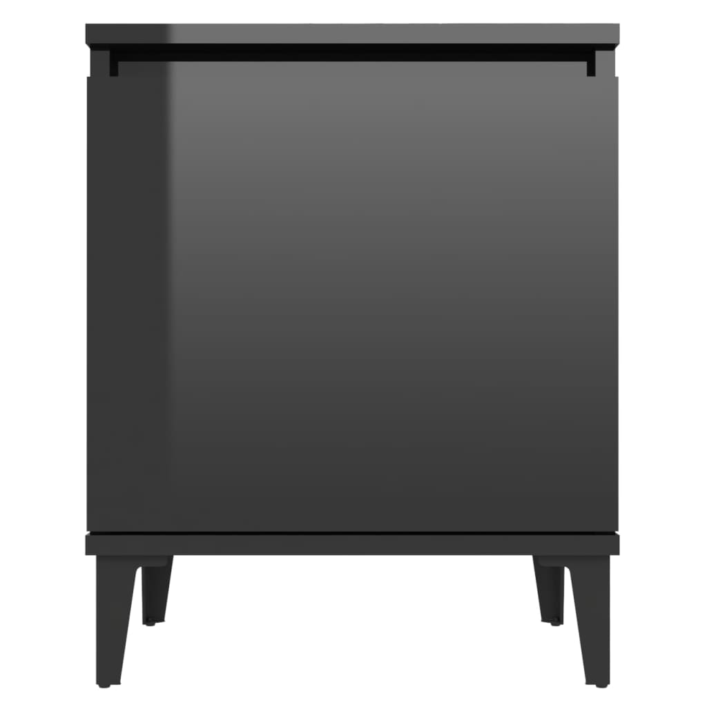 vidaXL Sängbord med metallben svart högglans 40x30x50 cm