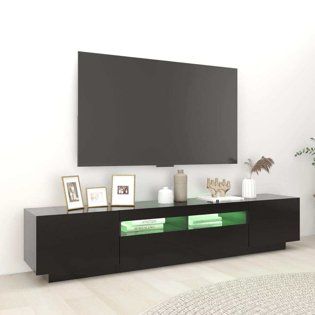 vidaXL TV-bänk med LED-belysning svart 200x35x40 cm