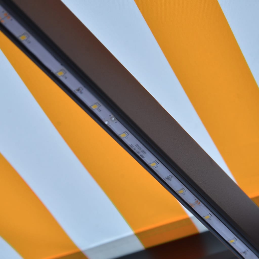 vidaXL Infällbar markis med vindsensor & LED 300x250 cm gul och vit