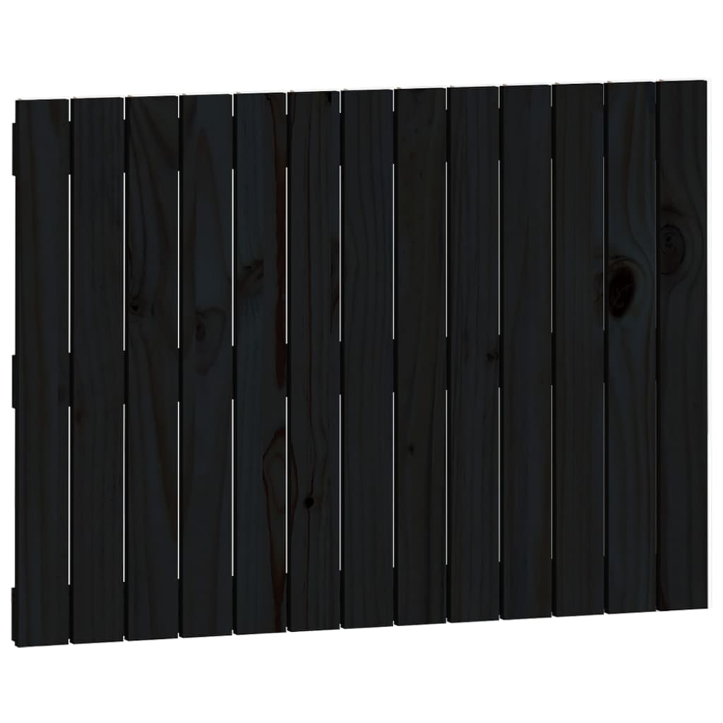 vidaXL Väggmonterad huvudgavel svart 82,5x3x60 cm massiv furu