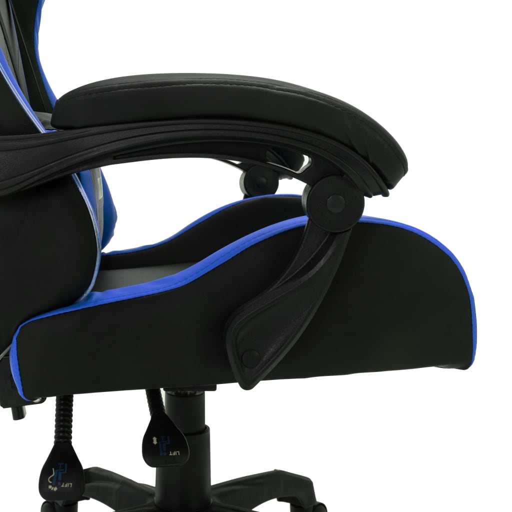 vidaXL Gamingstol med RGB LED-lampor blå och svart konstläder