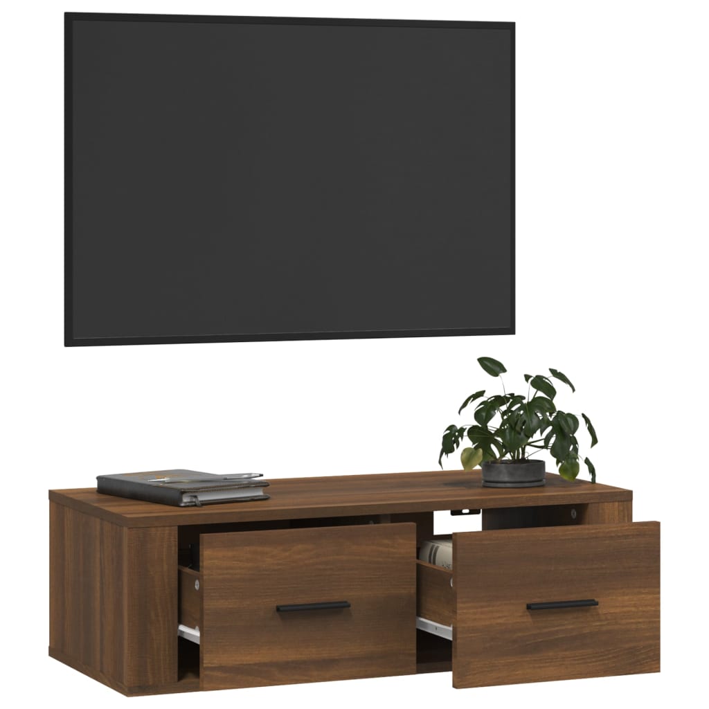 vidaXL Hängande tv-skåp brun ek 80x36x25 cm konstruerat trä