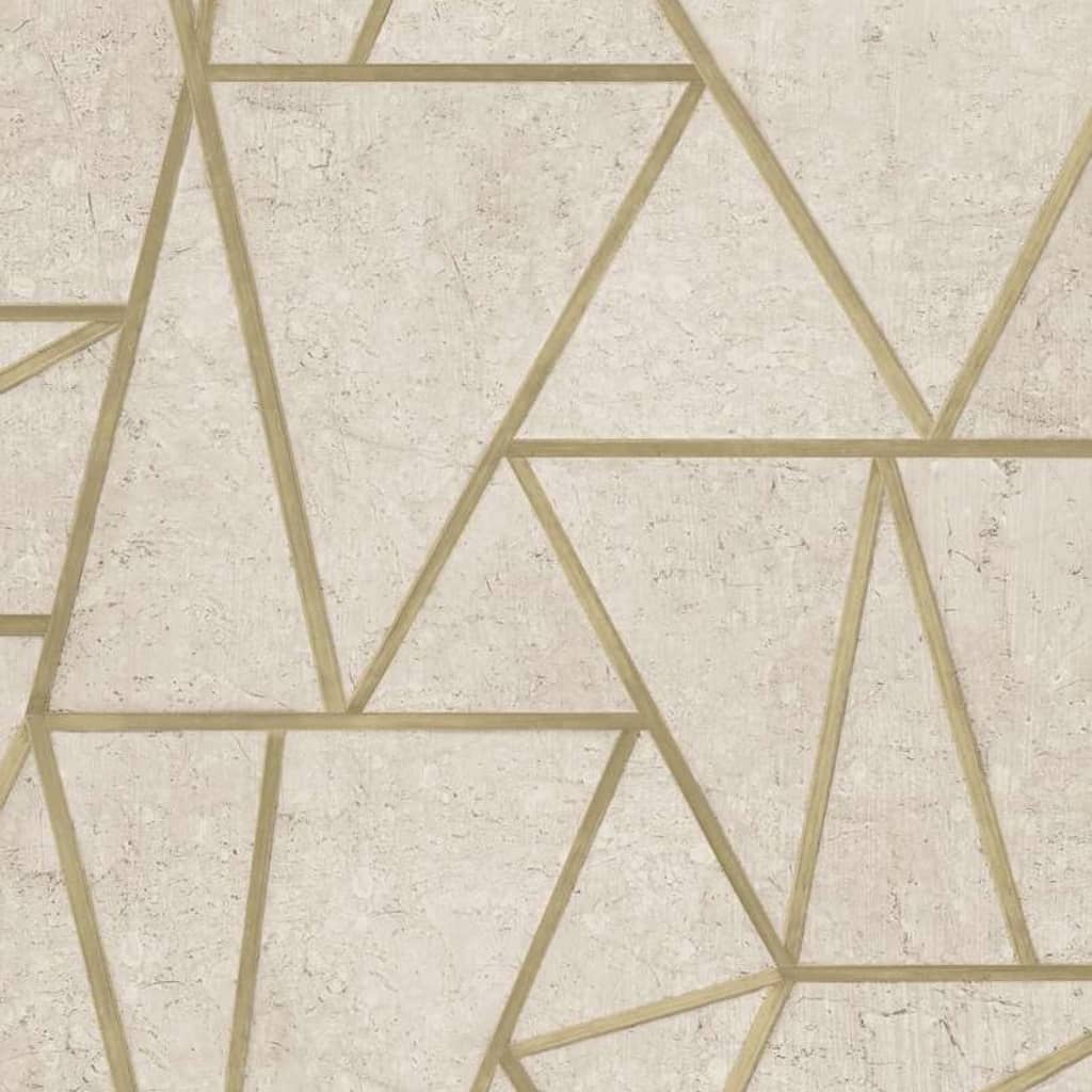 DUTCH WALLCOVERINGS Tapet trianglar beige och guld