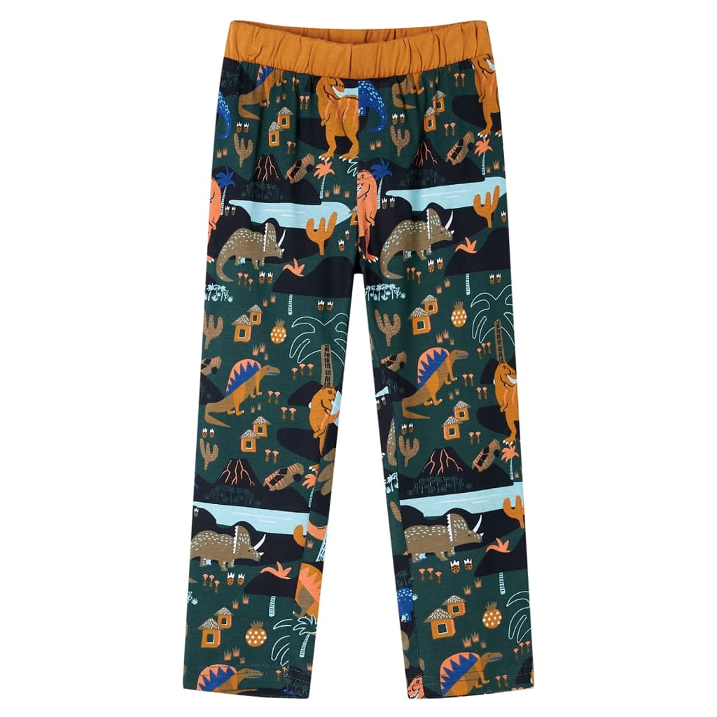Pyjamas med långa ärmar för barn mörkgrön 92