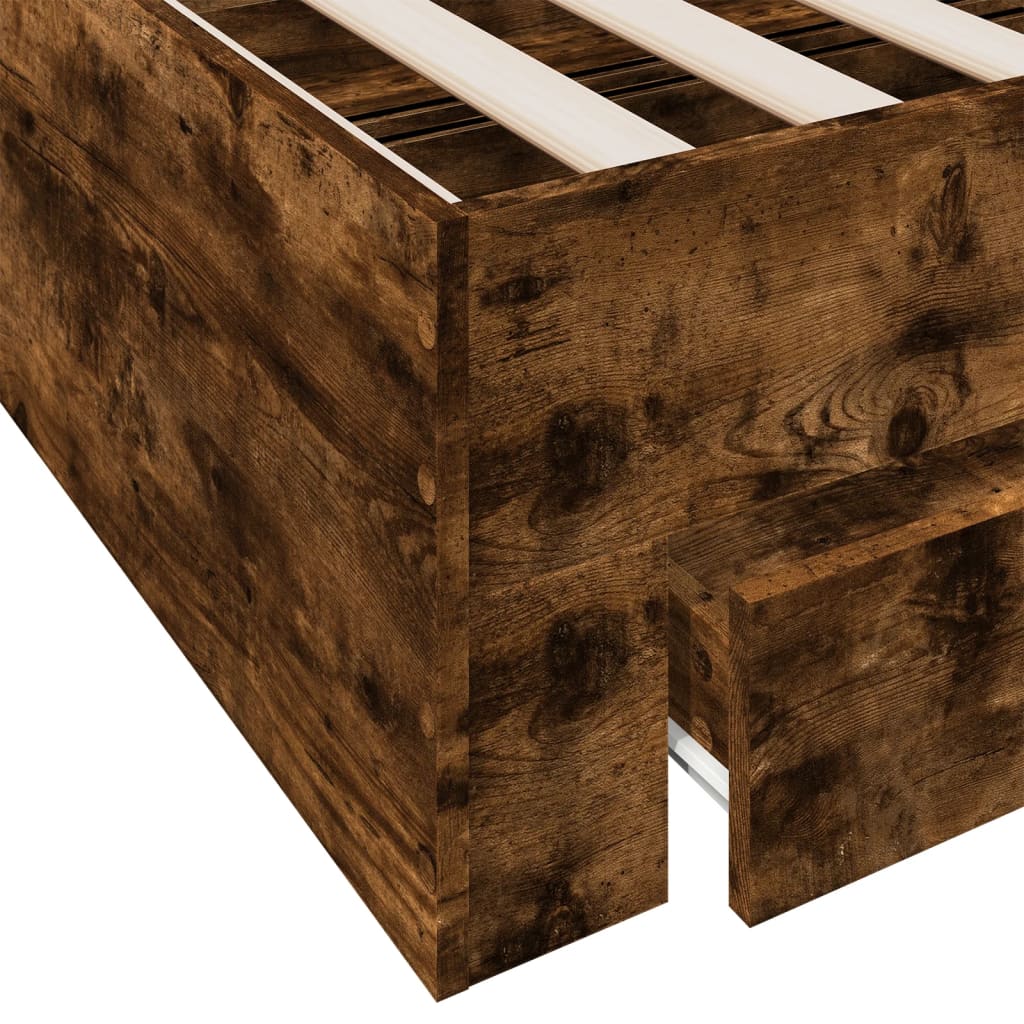 vidaXL Sängram med lådor rökfärgad ek 90x190 cm konstruerad trä