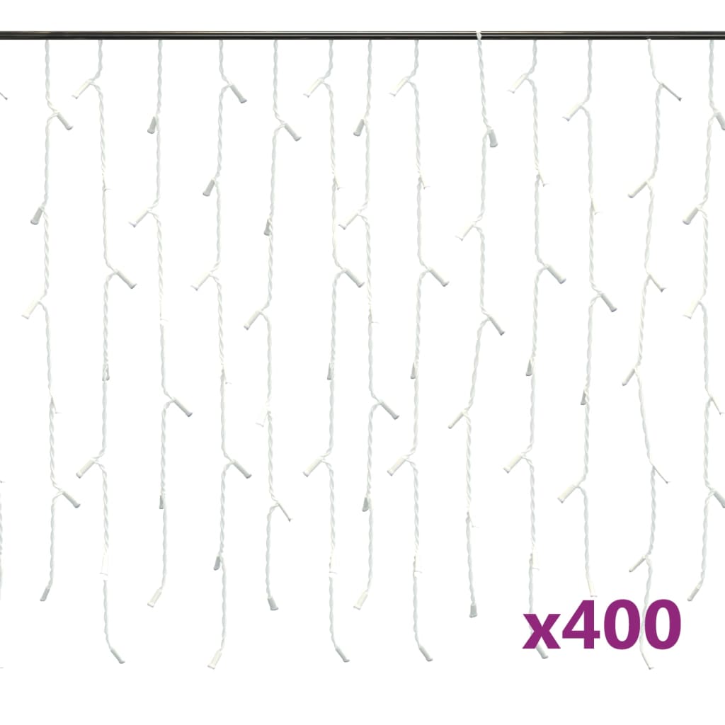 vidaXL Ljusslinga draperi istappar 10 m 400 lysdioder varmvit