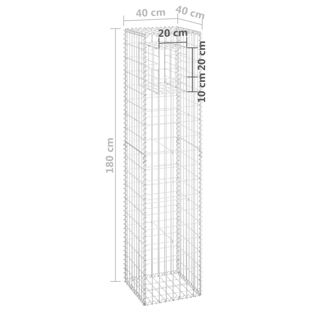 vidaXL Gabionkorg stolpform 40x40x180 cm järn