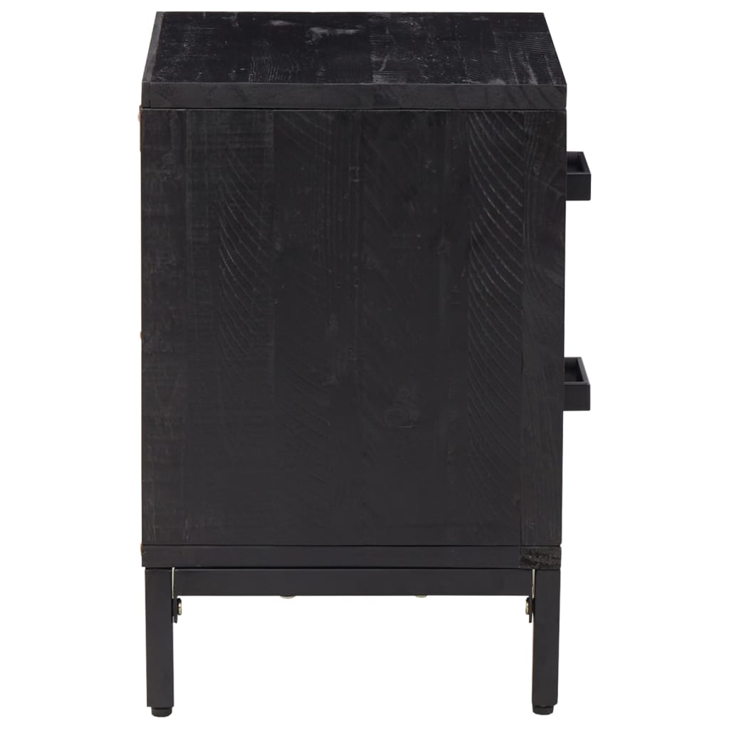 vidaXL Sängbord svart 36x30x45 cm massivt massiv furu