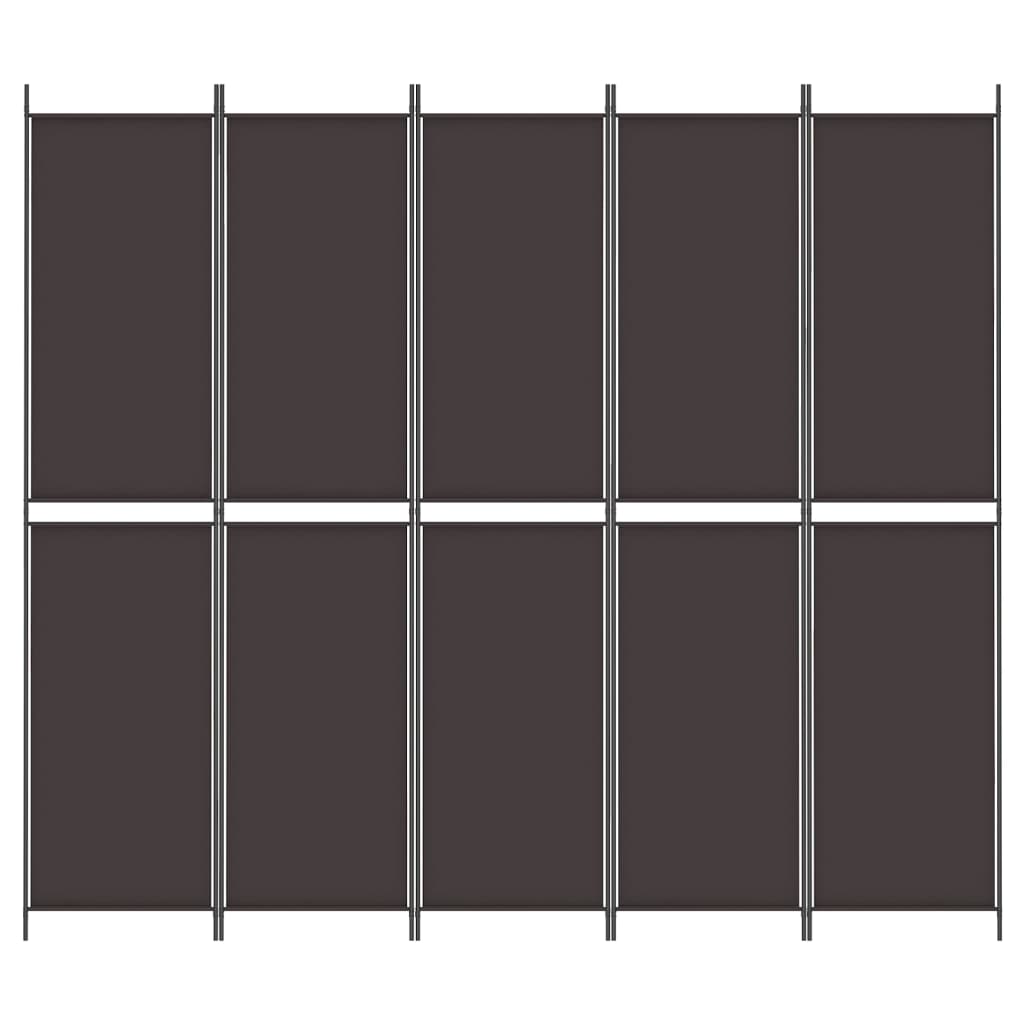 vidaXL Rumsavdelare 5 paneler brun 250x220 cm tyg