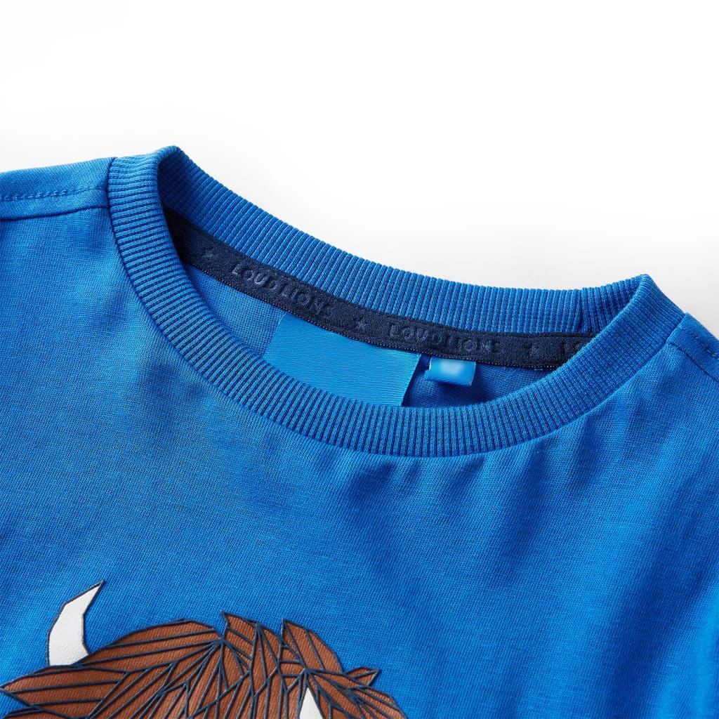 T-shirt med långa ärmar för barn koboltblå 92