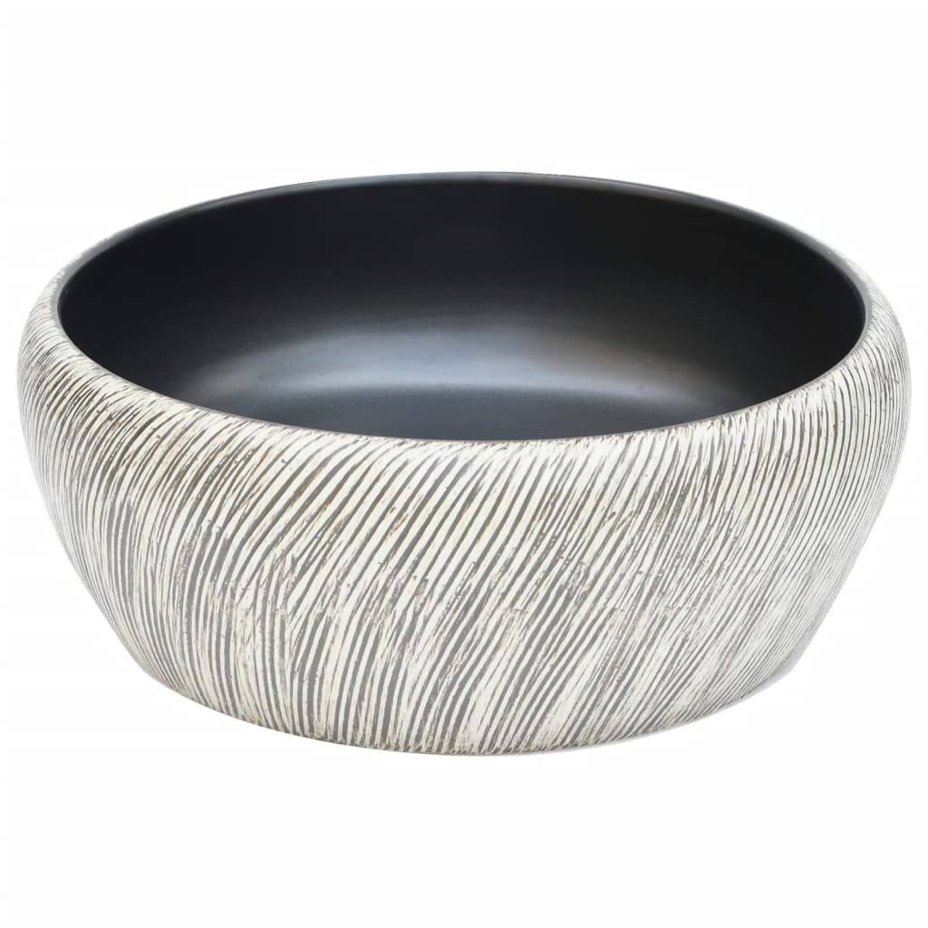 vidaXL Handfat svart och grå rund Φ41x14 cm keramik