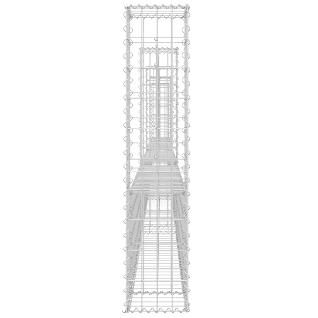 vidaXL U-formad gabionkorg med 5 stolpar järn 500x20x100 cm